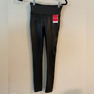 Spanx faux leather black leggings NWT XS